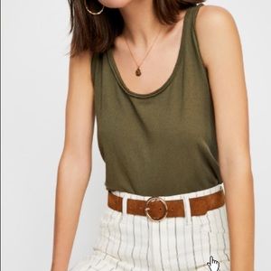 Free People moss green Sydney bodysuit cotton Med